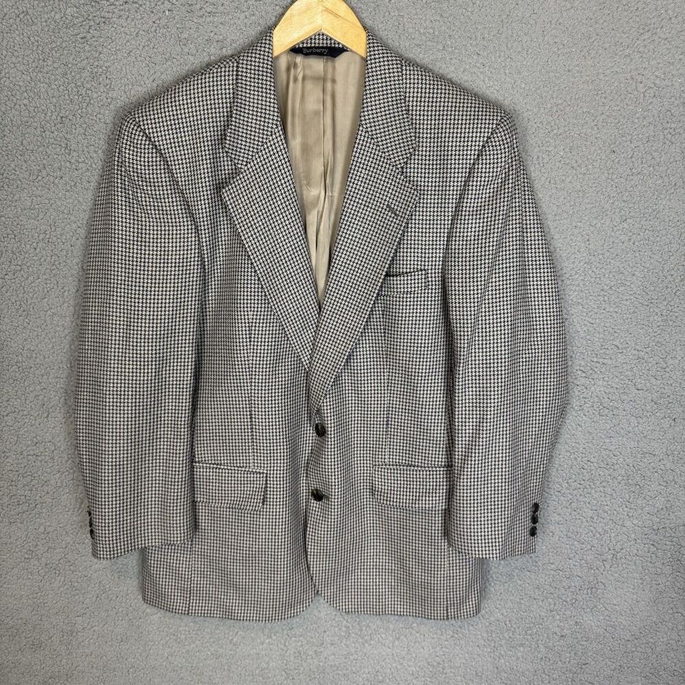 Burberry’s VTG 100% Wool Blazer Jacket Sport Coat Men's 40 Grey‎ Herringbone USA